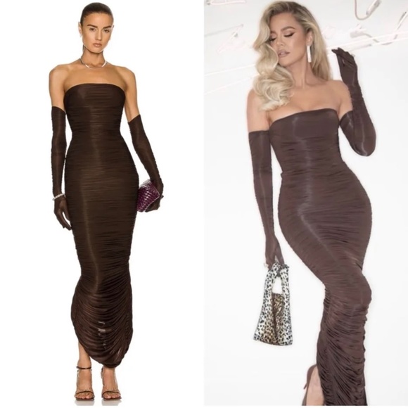 NWTAlex Perry Haines gown with gloves brown